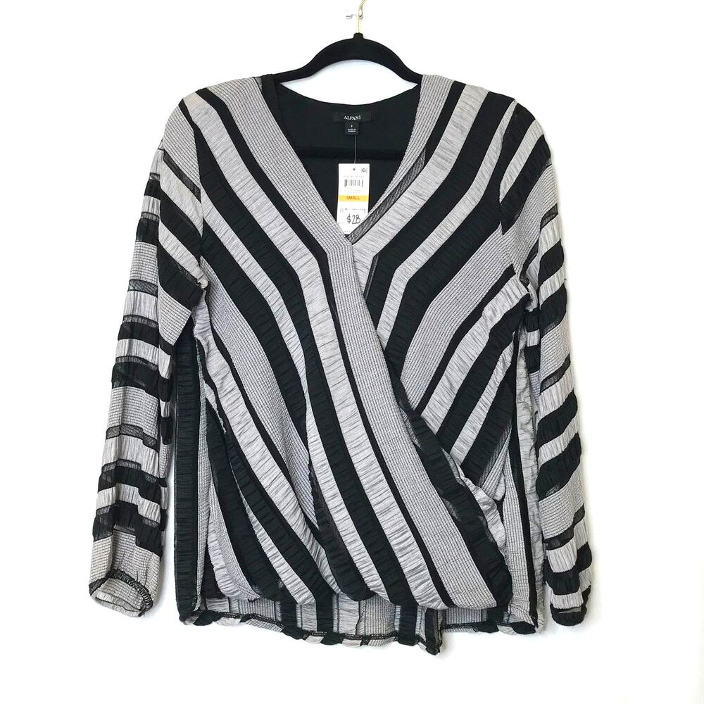 Alfani Textured Surplice-Front Bubble Hem Top